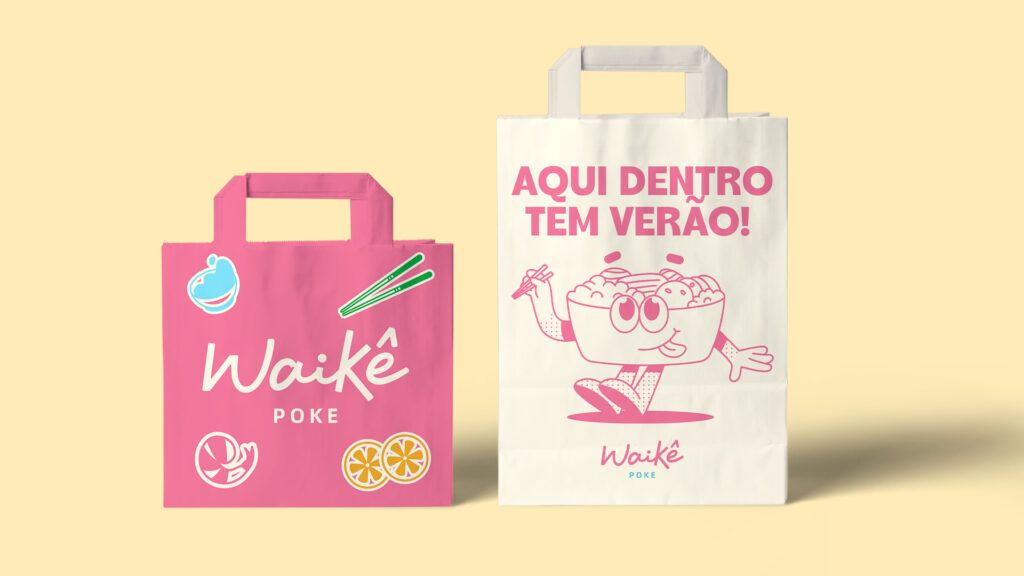 Identidade visual de Waikê Poke criada pela Draw Narratives